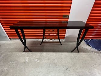 Black Lacquer Console Table Curved Legs -Adriana Hoyos
