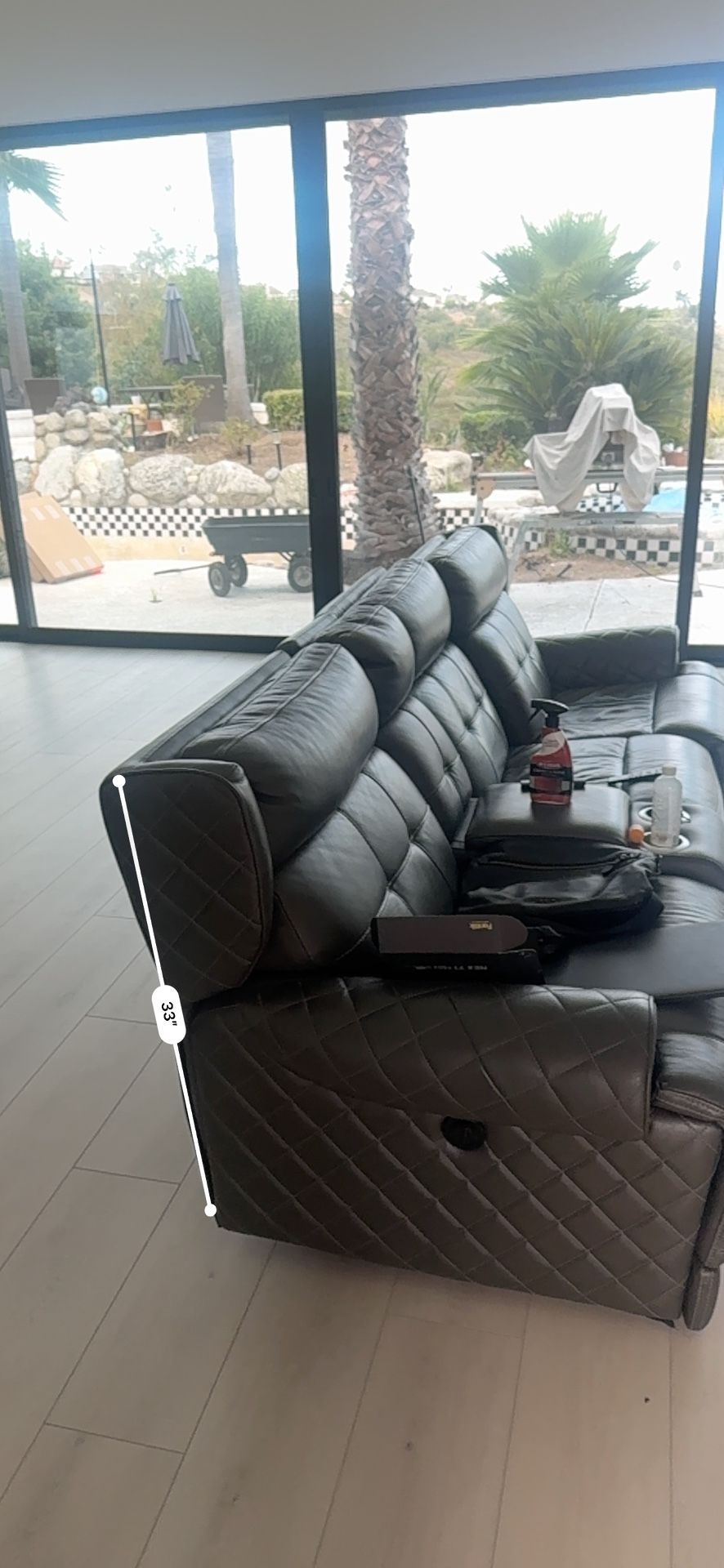 Full Genuine Leather Grey Power Recliner Couch And Sofa