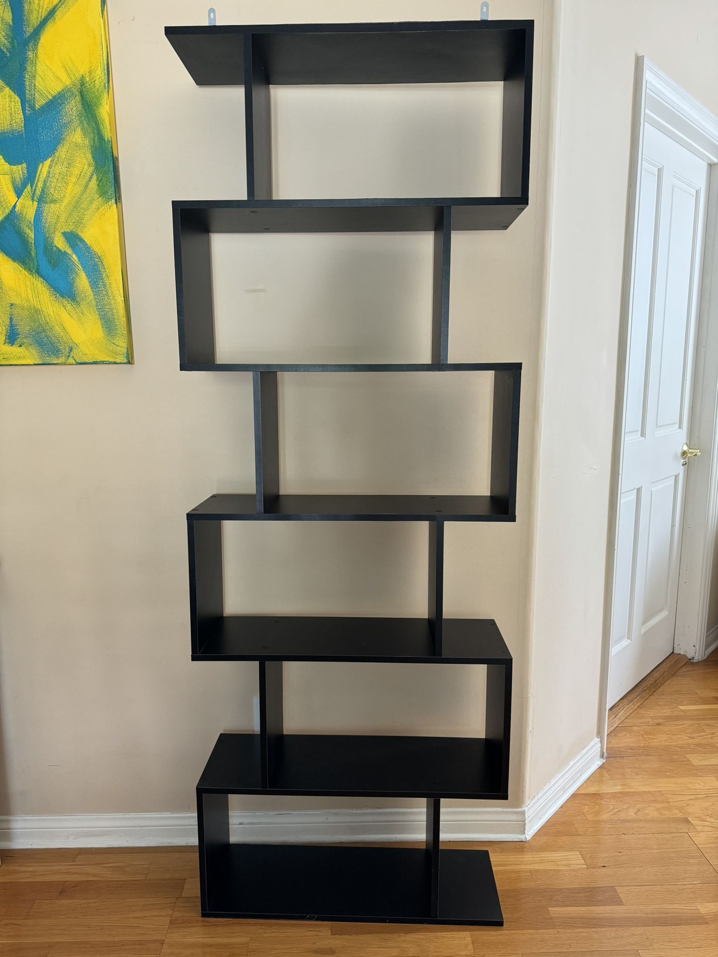 6 Layer Corner Bookshelf Living Room Decor Bookcase Black Fashion Storage Shelf Wall Bedroom Furniture,Black