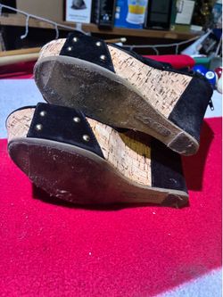Rouge black suede block heel sandals