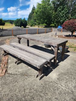 Cedar picnic table and benches