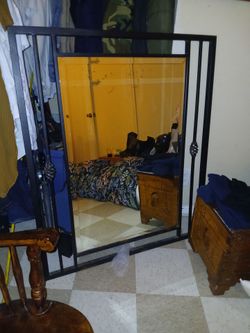 vintage wrought iron wall mirror