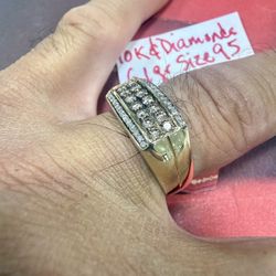 10K Solid Gold Ring For Wedding +1Ct In NATURAL DIAMONDS 💎 6.1Gr Size 9.5