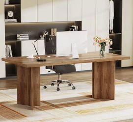 JW0676 63" Wood Executive Desk, Farmhouse Computer Desk with Large Tabletop