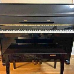 Young Chang Upright Piano | Continental Style Body | Stunning High Gloss Ebony Finish