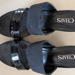 Chaps Black Wedge Slip On Woman's Shoe Sz 8