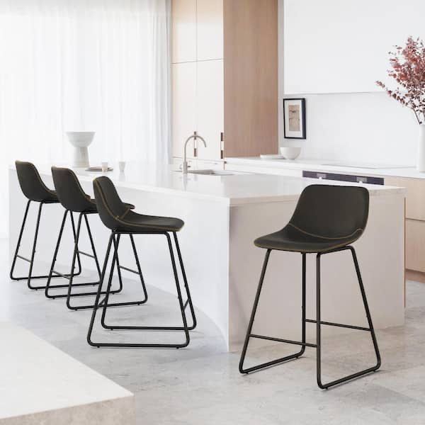 Black Leather Barstool Set Of 4