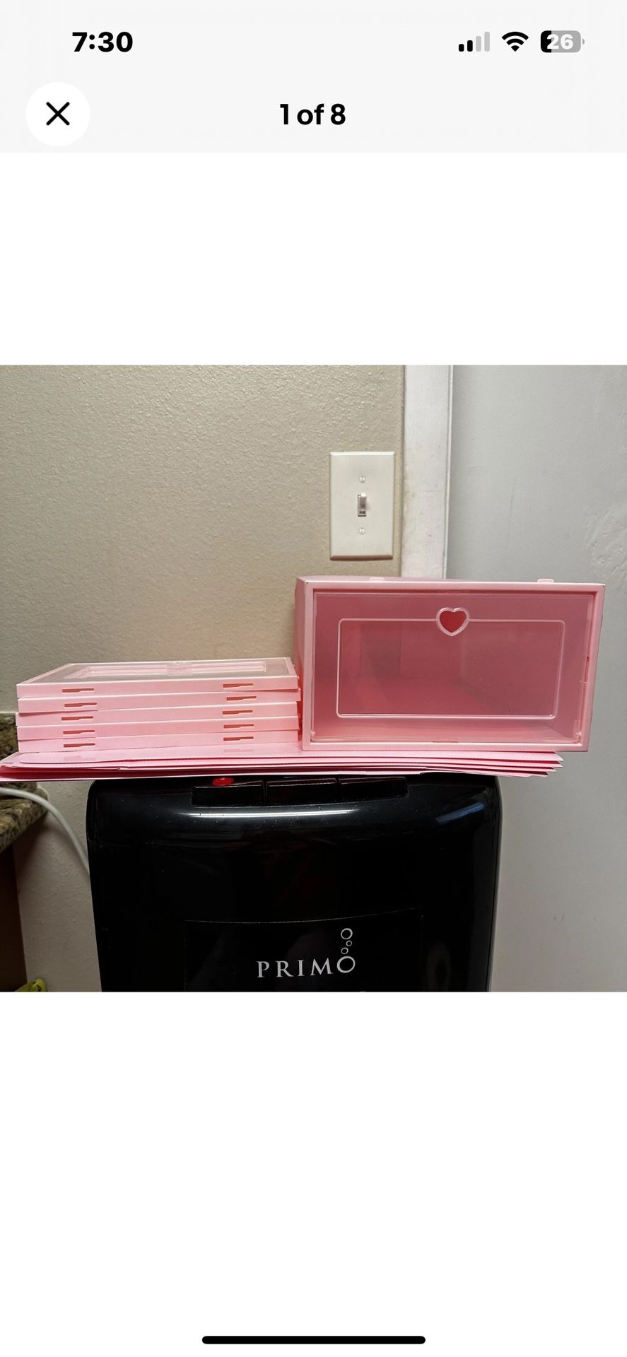 24 Pcs Shoe Storage Box Stackable Sneaker Organizer Plastic Case Container-Pink