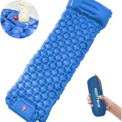 WEST TUNE Sleeping Pad for Camping,Ultralight Camping
Mat with Pillow Built-in Foot Pump Inflatable,Camping Pad
for Backpacking Hiking Traveling,Water