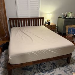 Queen bed frame with memory foam mattess