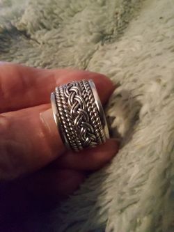 Solid Sterling Silver Size 6, Wide Band Spinner Ring