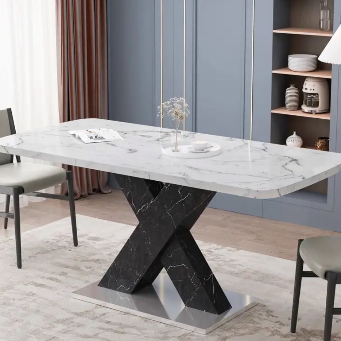 White Marble Top Dining Room Table 