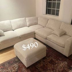 Beautiful‼️4-Pc Sectional Sofa With Ottoman Corduroy (No Tax ‼️)