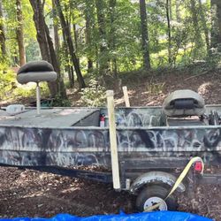 14’ Jon Boat w/ Trailer & 2 trolling motors