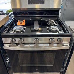 GE 30 in. 5-Burners Free-Standing Gas Range in Stainless Steel with Crisp Mode