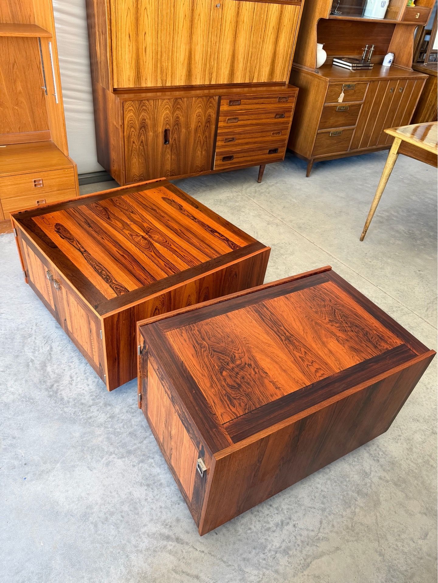 Mid Century Danish Rosewood Coffee Table & Side Table