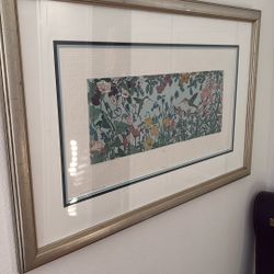 Framed Picture Hummingbirds Flowers 