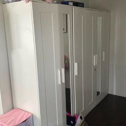 Furniture - White Wardrobe With Mirror