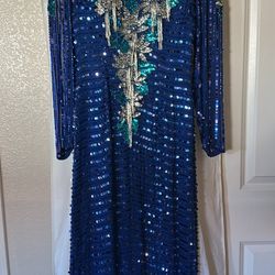 Handstitched silk beaded gown