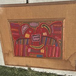 Art : Antique Quilt Frame Kuna Mola Vintage with durable nice frame