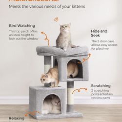 Cat Tree, 26.4-Inch Cat Tower, S, Cat Condo for Kittens up to 7 Lb,
