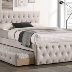 👉🏽👉 Light Brown Full/Twin Trundle New Beds With Both Mattresses Included 