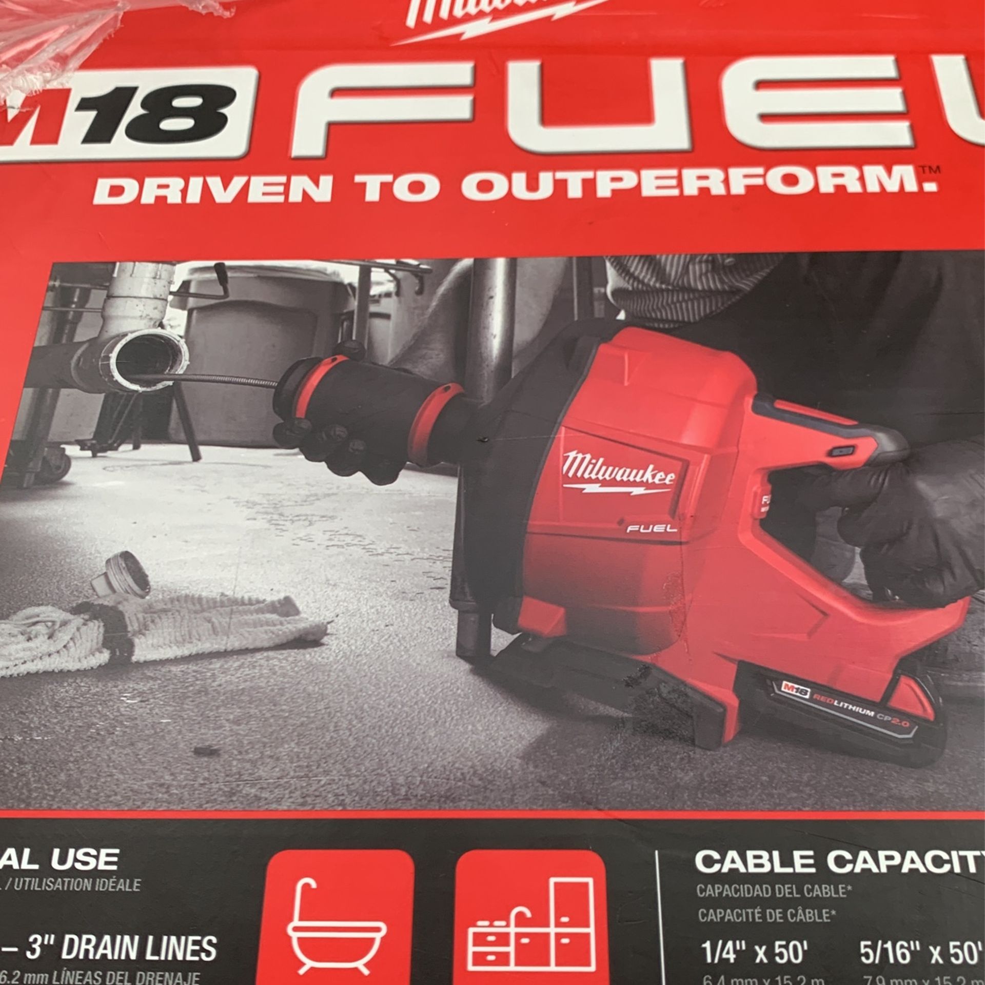 Milwaukee M18 FUEL 18 Volt Lithium Iron Cordless Plumbing Drain Snake