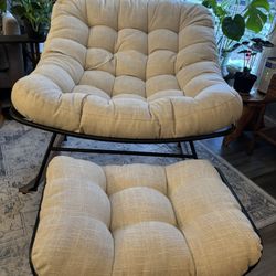 ‼️Mark Down‼️Bme Large Metal Lounge, Rocking Chair With Ottoman. Ergonomic.