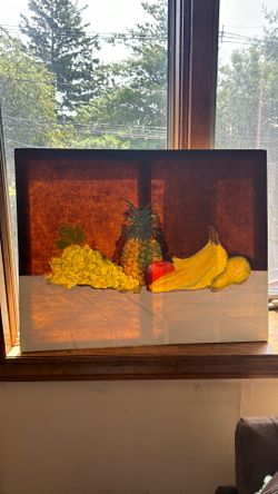 Hand-Painted Fruit Still Life Canvas