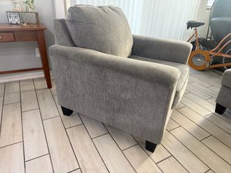 Gray Upholstered Accent Chair with Ottoman $100 OBO