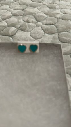 Teal hearts 925 silver earrings