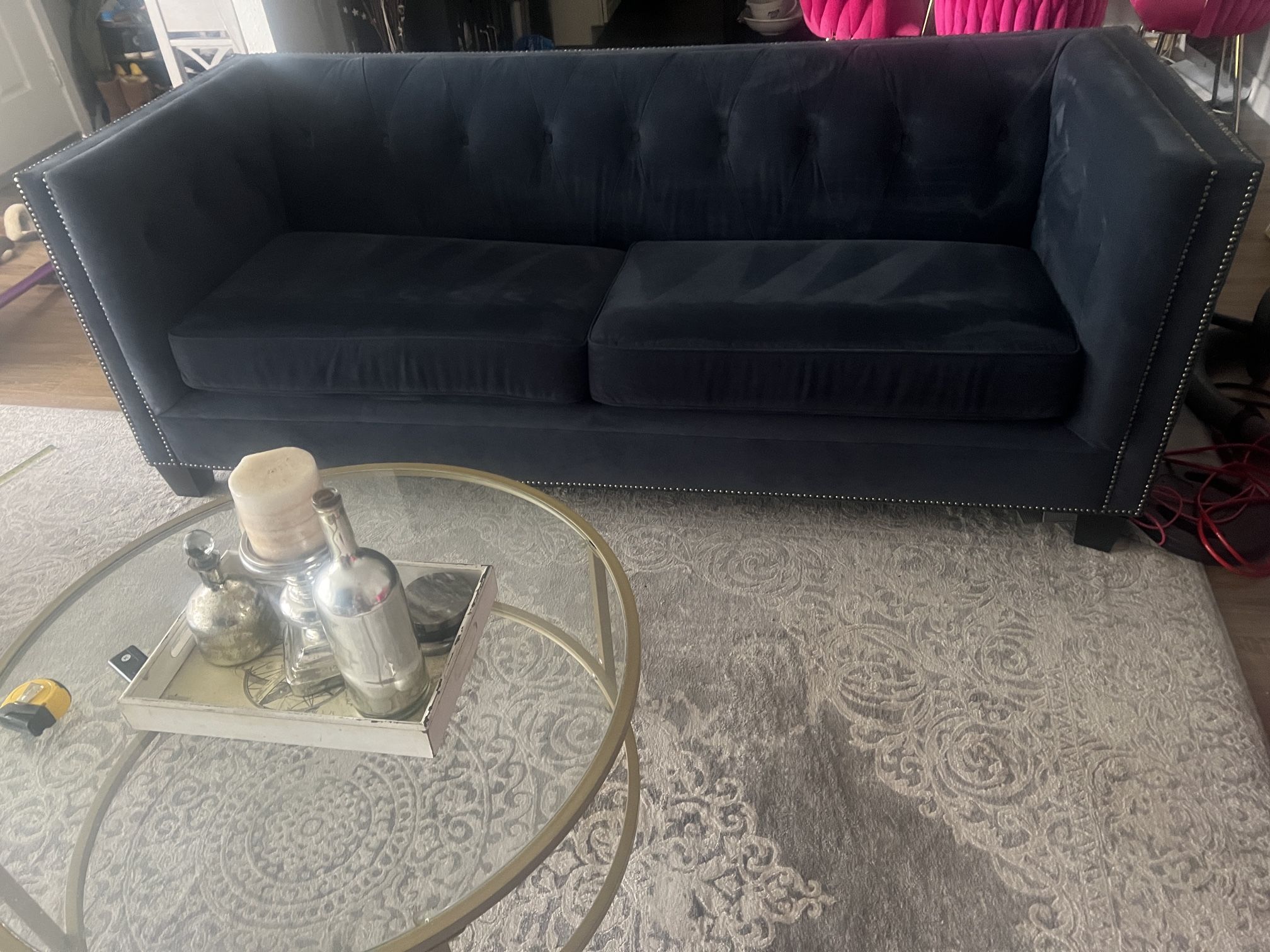 Pier 1 Imports Blue Studded Sofa