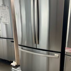 NEW OPEN BOX GE COUNTER DEPTH FRENCH STYLE REFRIGERATOR 