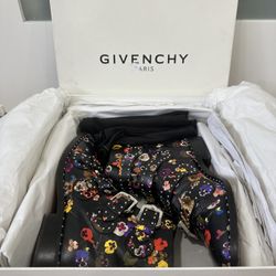 Givenchy Black Floral Studded Boots Women’s Size 37 1/2