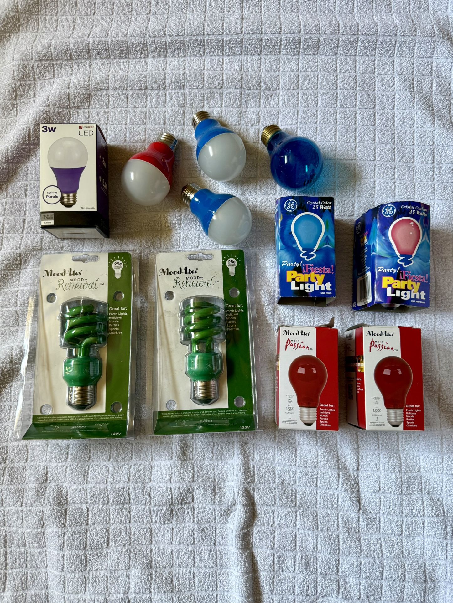 11 Various Colored Light Bulbs