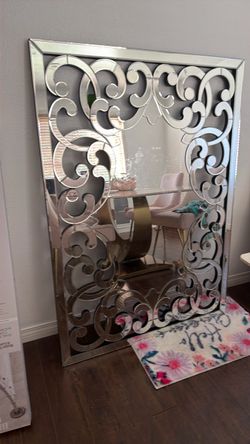 Large Venetian Wall Mirror with Scroll Design