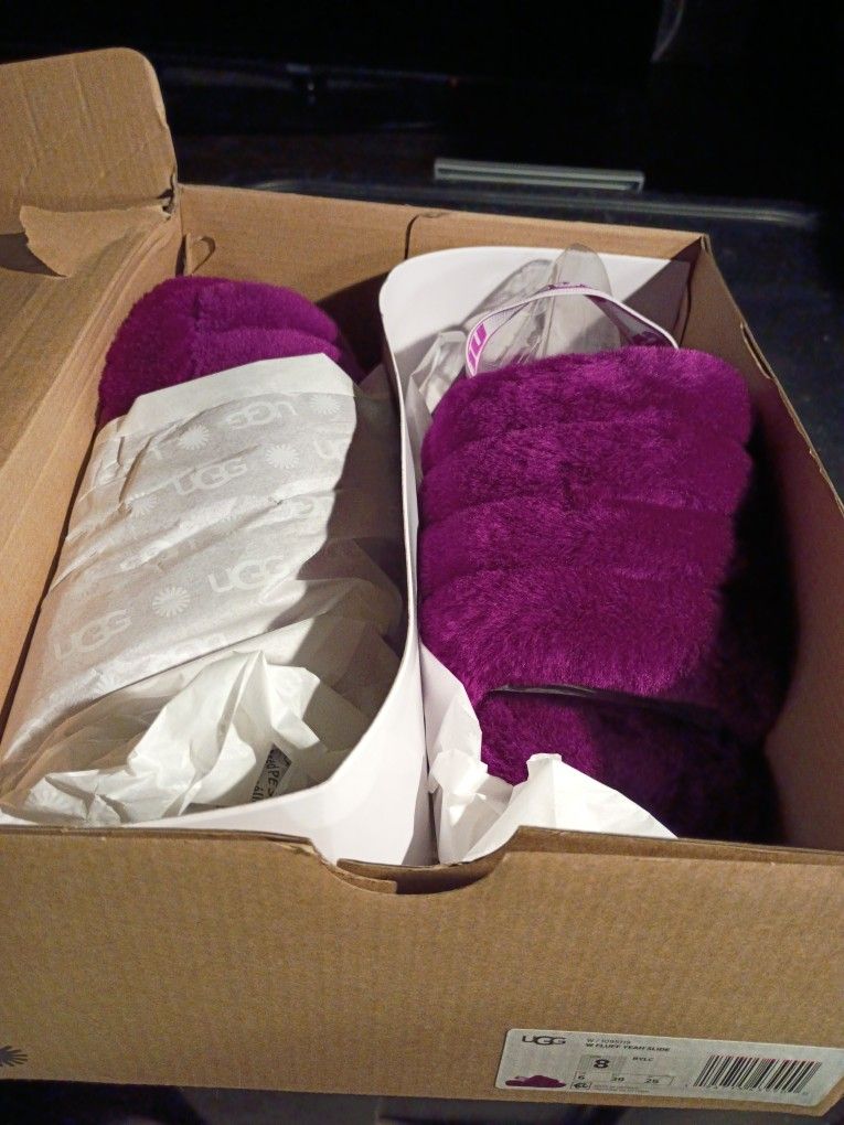 UGG FLUFF YEAH SLIDES PURPLE 8M