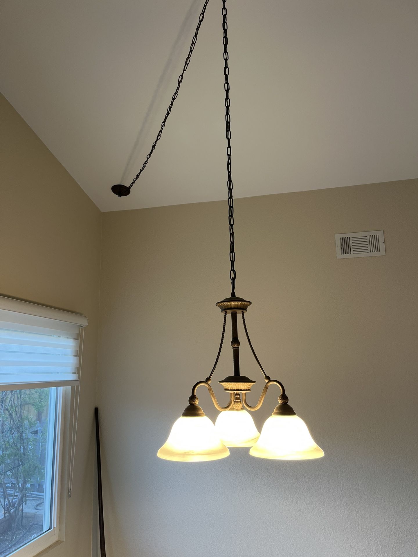 Brass Chandelier And Matching Hall Light