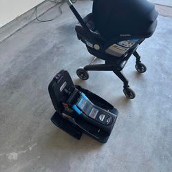 Evenflo stroller w/ base and bag , jolly jumper , vibration chair