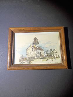 Vintage 1984 Gaston Lokvig Signed Print - Old Point Loma Lighthouse Framed