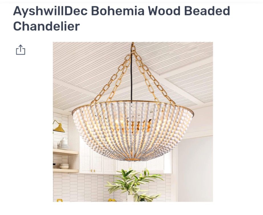 Wood Beaded Chandelier