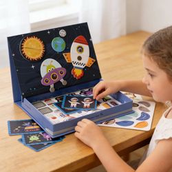 Magnetic Space Puzzle Play Set for Kids, Rocket & Planets Activity Toy