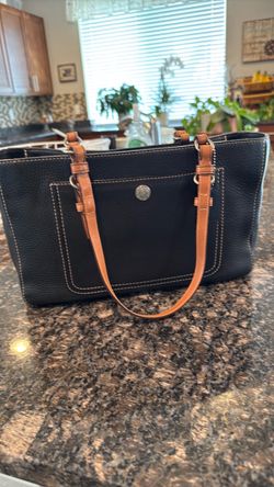 Coach black leather tote