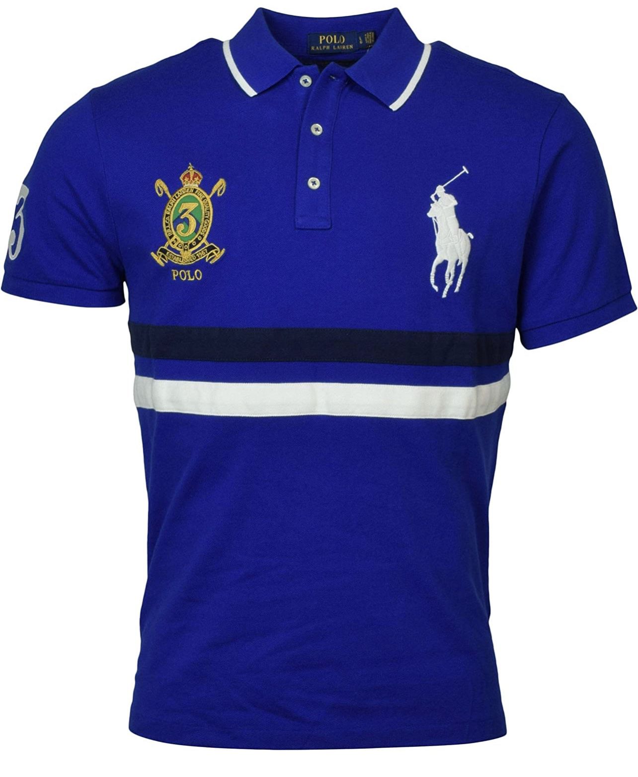 Polo Ralph Lauren Men's Custom Slim Fit Big Pony Polo Shirt - XL - Blue