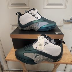 Reebok Answer IV The Tunnel Eagles Size 13 GX6235 Deep Teal Cloud White Solid Gray