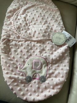 Kyle & Deena Baby Girls Popcorn Plush Swaddle Receiving Blanket With Bottom Animal Applique, Pink Elephant 3-6 M by Kyle & Deena