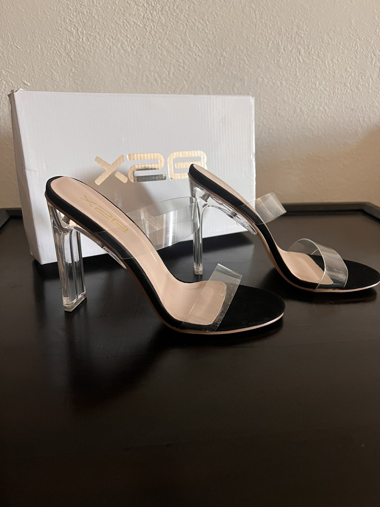 Black/clear Heels
