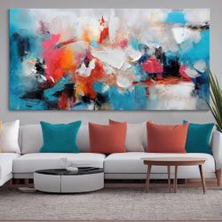 Large Abstract Canvas Wall Art 24x48 Modern Framed Colorful Wall Decor for Living Room