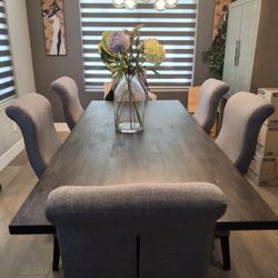  Modern Dining Table w/ 6 Upholstered Chairs – Excellent Condition