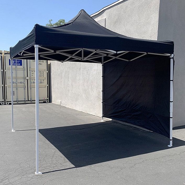 (Brand New) $100 Heavy Duty Canopy 10x10 FT with (1) Sidewall, Ez Popup Outdoor Party Tent (Blue, Red)